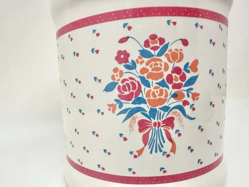 White Ceramic Vintage Milk Jug with Hand Painted Floral Cottagecore Design